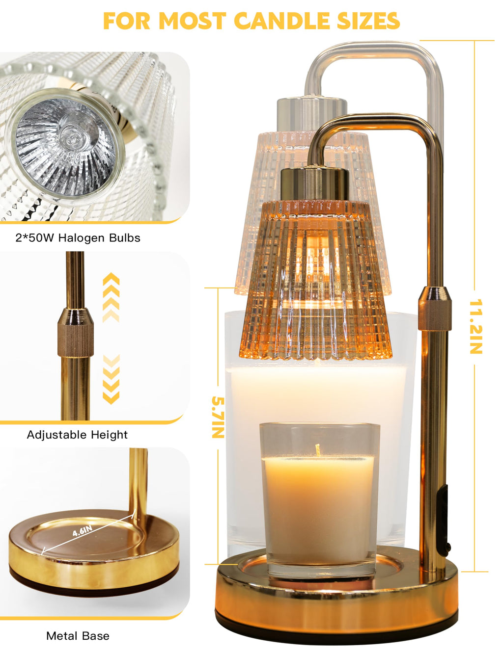 GODONLIF Candle Warmer Lamp with Timer, Birthday Gifts for Women Home Decor | 24h Cycle Timer Dimmable Wax Melt Warmer with 2 Bulbs, Fall Decor for Home Living Room Halloween Decorations Gifts for Mom