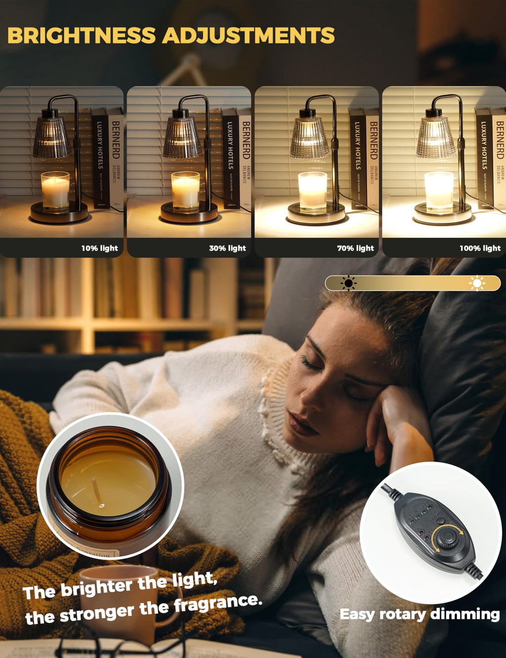 GODONLIF Candle Warmer Lamp with Timer, Birthday Gifts for Women Home Decor | 24h Cycle Timer Dimmable Wax Melt Warmer with 2 Bulbs, Fall Decor for Home Living Room Halloween Decorations Gifts for Mom